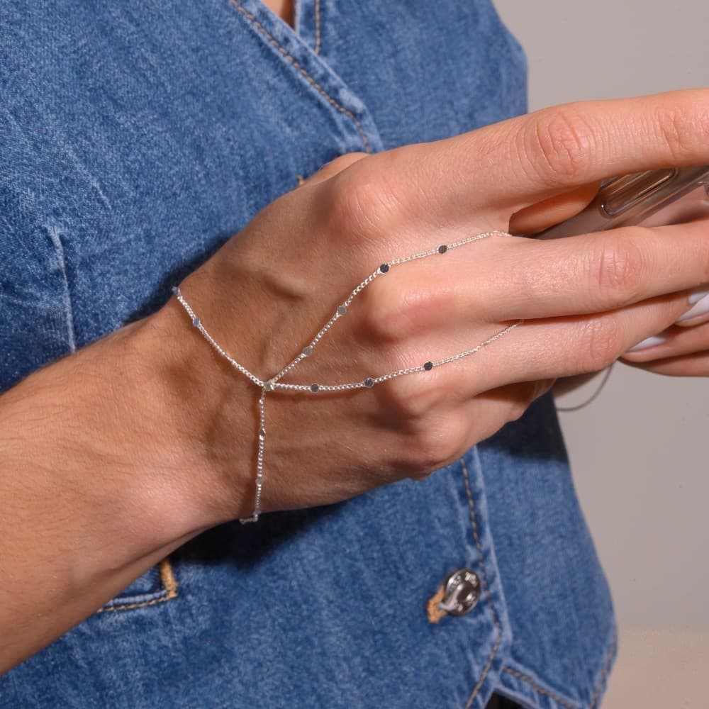 Pulseira Mão Chapinhas com Banho em Prata 925