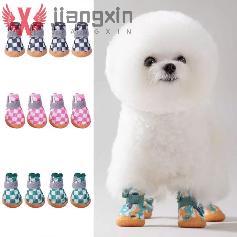 JIANGXIN 4 Unidades/Conjunto Sapatos Respiráveis Para Cães De Estimação , De Malha Antiderrapantes E Resistentes Ao Desg