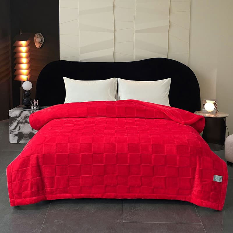 Casamento vermelho cor sólida nuvem cobertor casamento duplo engrossado cobertor casa quente outono inverno relíquia cob