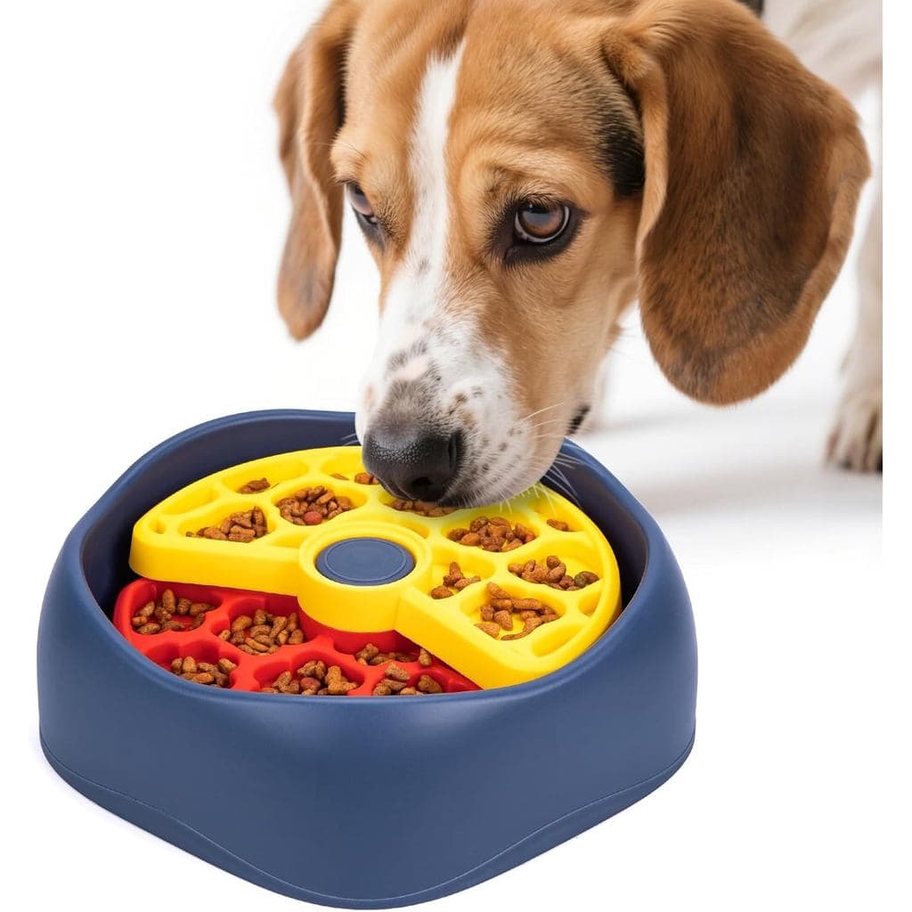 Tigela Interativa para Alimentação Lenta de Animais de Estimação – Design Rotativo Inovador, Previne Engasgos, Promove a