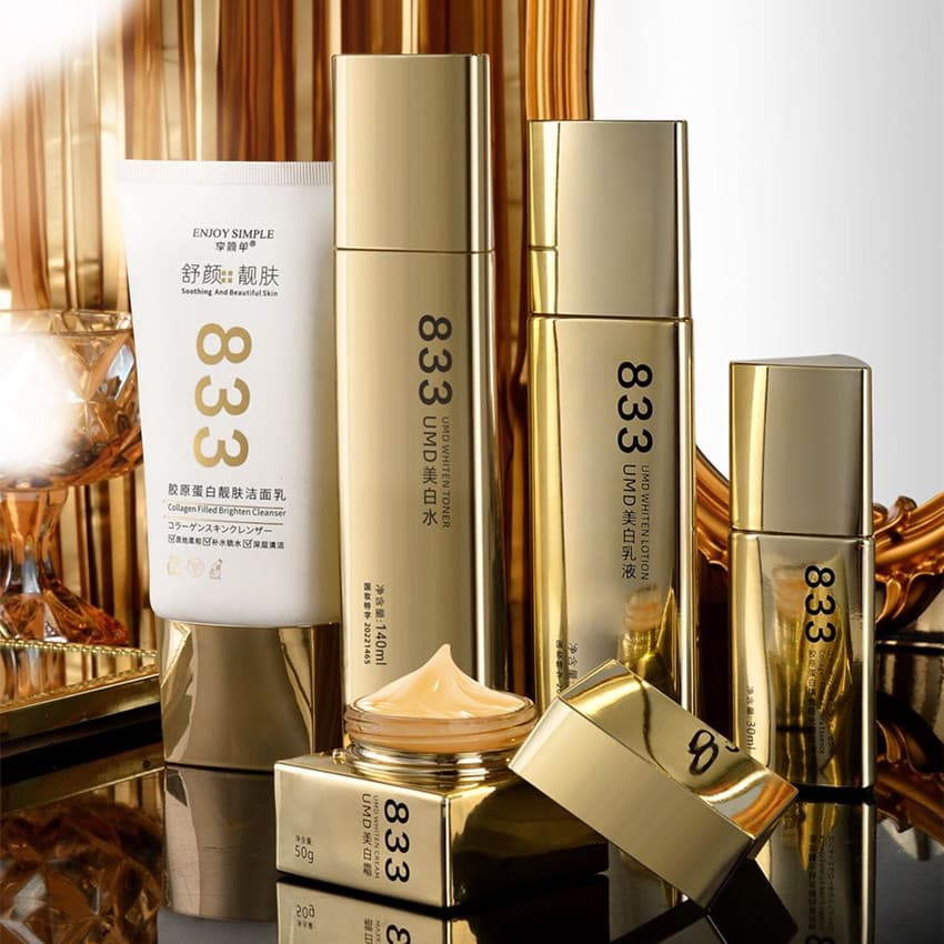 Genuíno UMD833 clareamento água loção clareamento creme conjunto clareamento melanina amarelo escuro clareamento luz lux