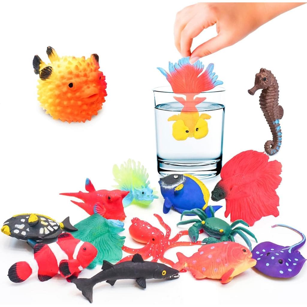 10 Pcs Fish Animal Figure Water Toys, Sea Animal Color Changing Toys, Sea Creatures for Kids 3 Years and up, for Themed