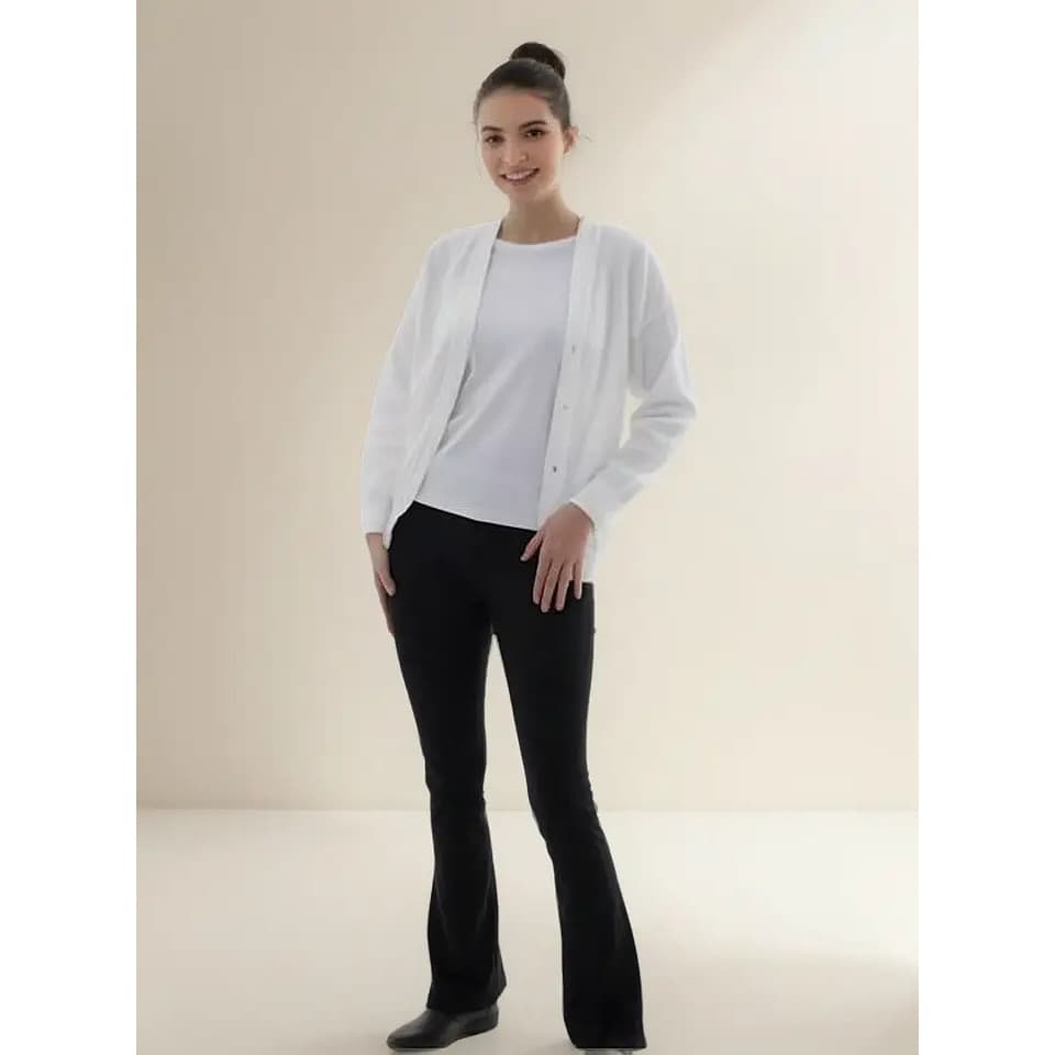 Cardigã Feminino Em Malha De Lã Aberto Com Botões