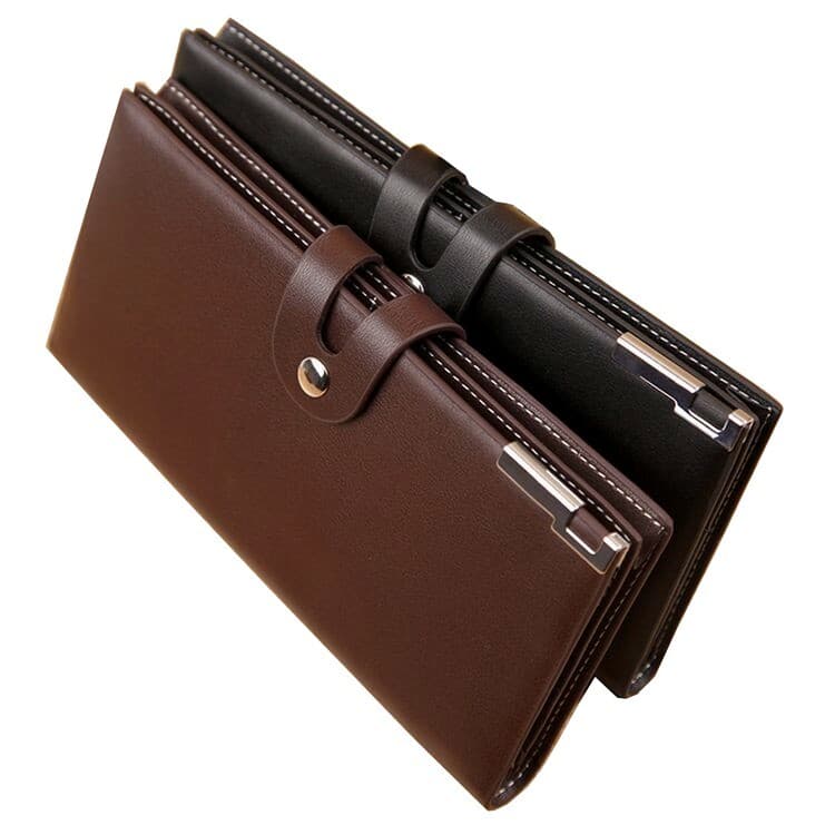 carteira masculina com ziper carteira masculina Carteira genuína masculina com fivela longa versão coreana de negócios