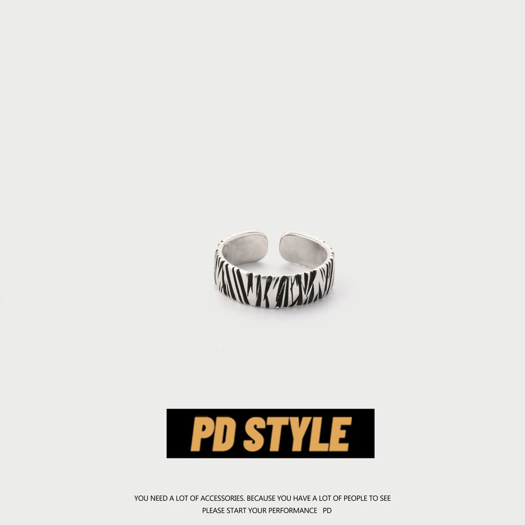kit anel anel de namoro PDSTYLE Simples Único Padrão de Ruído Aberto Anel Legal Masculino ins Trendy All-Match Hip-Hop A