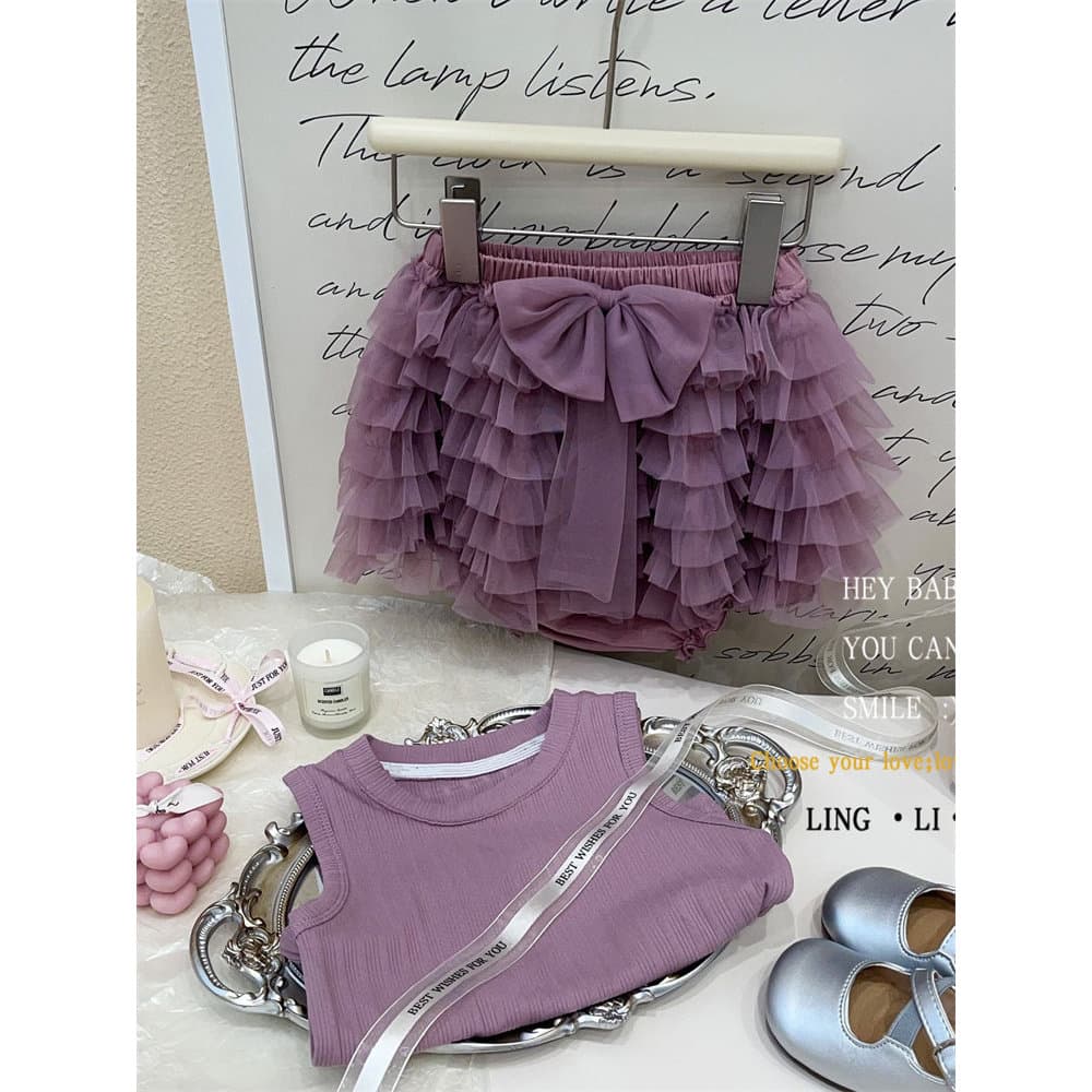 Menina verão versão coreana terno 2024 novo estilo tutu saia moda colete superior elegante bolo saia terno de duas peças