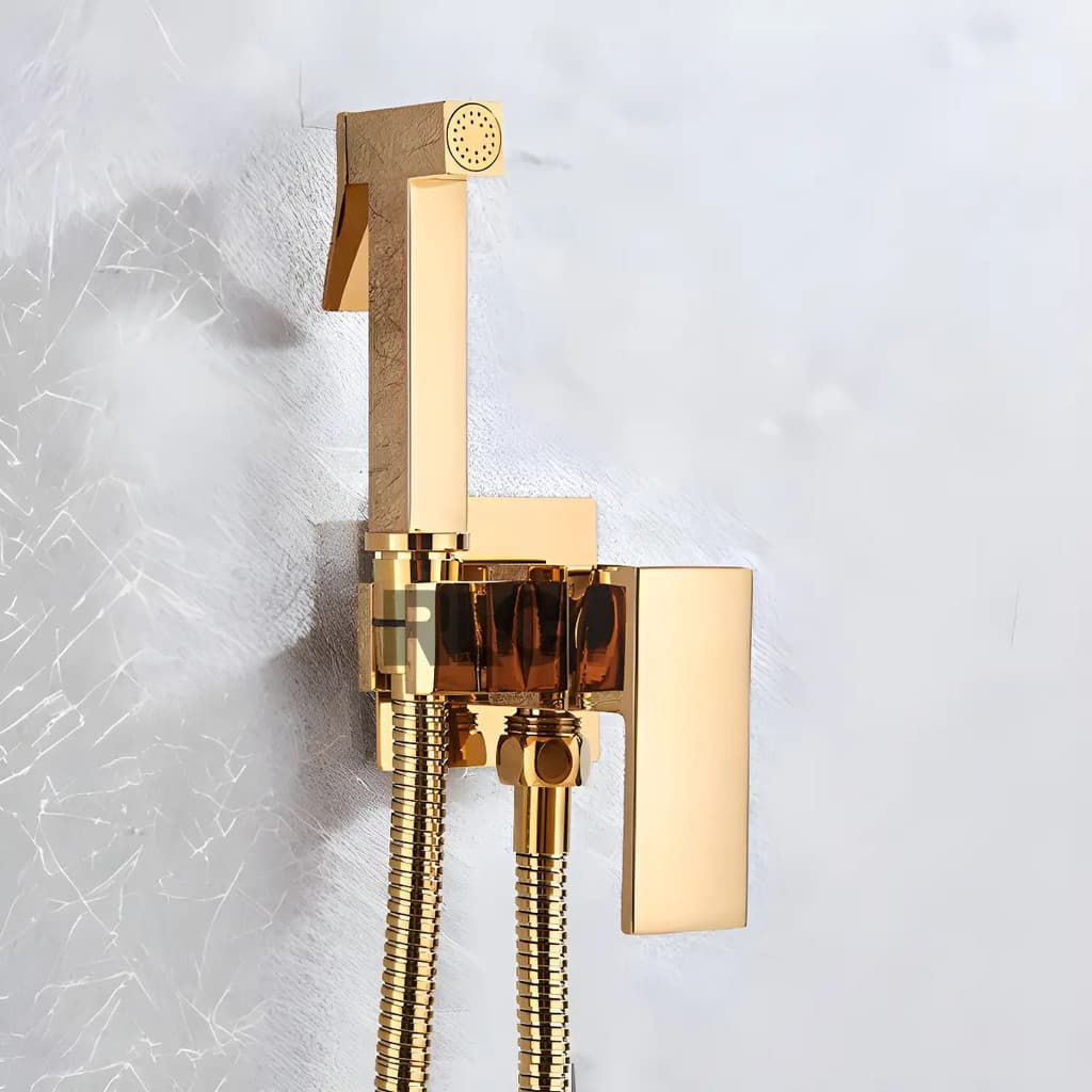 Ducha Higiênica Completa Monocomando Quente E Frio Dourada