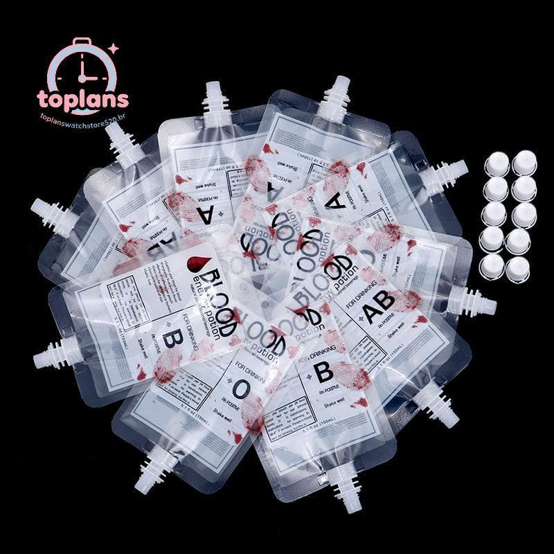 TOPLA 10x Sacos De Bebida Cosplay De Halloween Bolsa De Sangue Adereços Bebidas Zumbi