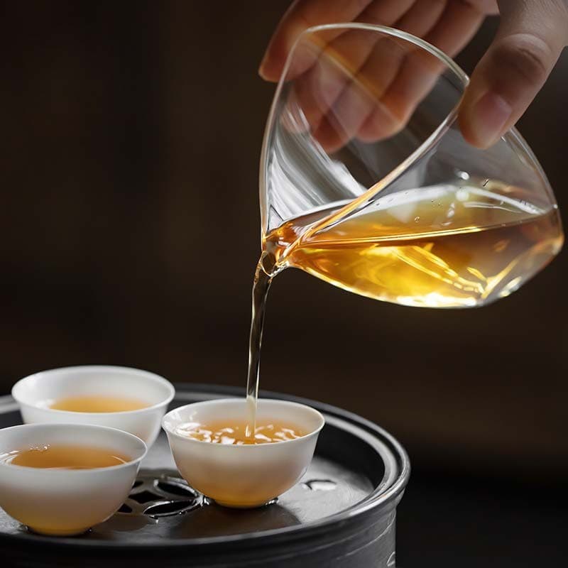 Conjunto de chá Kung Fu com uma xícara japonesa espessa, conjunto de chá para uso doméstico com uma xícara de vidro tran