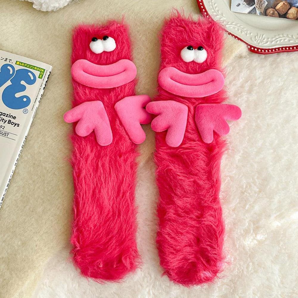 Meias De Desenho Animado Expressão Engraçada Decoração Animal Grande Piso Felpudo Calor Outono Pelúcia Grosso Fofo N3t7