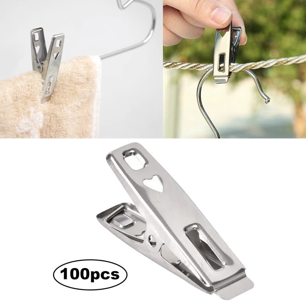 100 Peças Design De Acabamento De Borda De Flange Prendedores De Roupa De Boca Plana De Aço Inoxidável , Conjunto De Cli