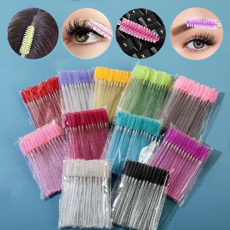 KIT50/100/150/200 Escovinhas Com Glitter Extensão De Cílios E Sobrancelha