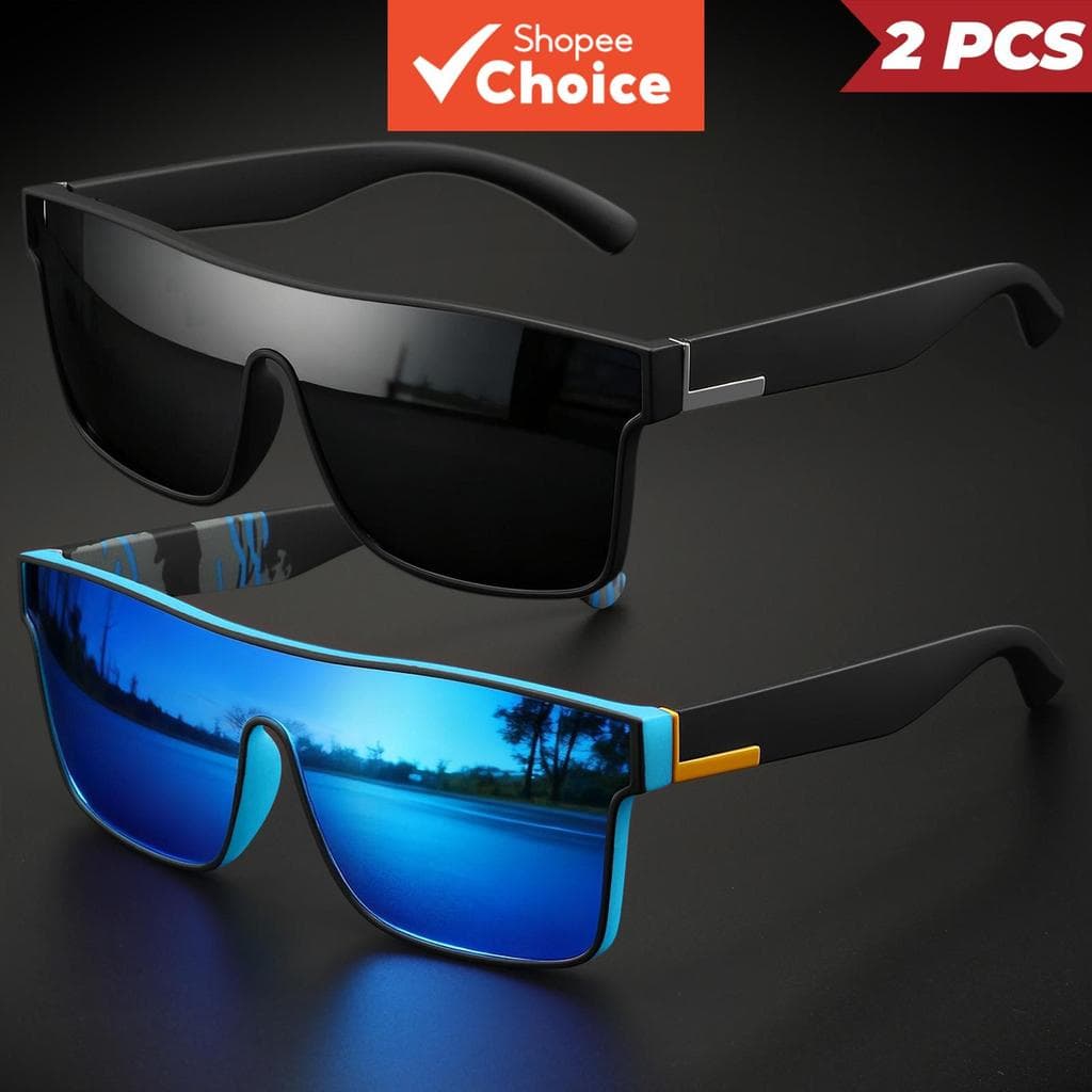 Óculos De Sol Quadrados Com Lente Espelhada Uv400 Unissex 2 Unidades Para Viagens Esportivas Ao Ar Livre