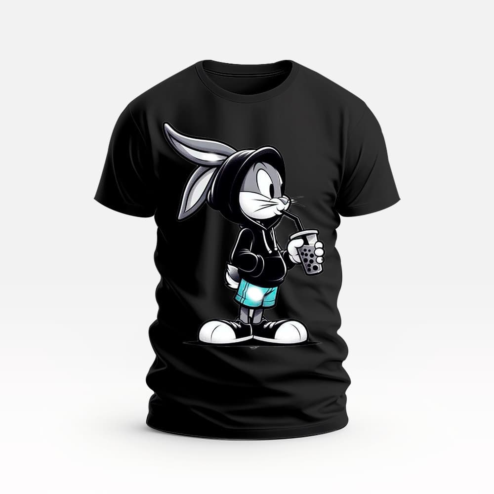 Camiseta Personalizada Gola Redonda Estampada Pernalonga Masculina/Feminina 100% Algodão 1004
