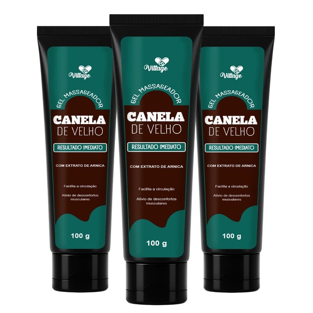 Kit 3x Gel Massageador Canela de Velho com Arnica 100g  sem dor – Alívio de Dores Musculares e Articulares