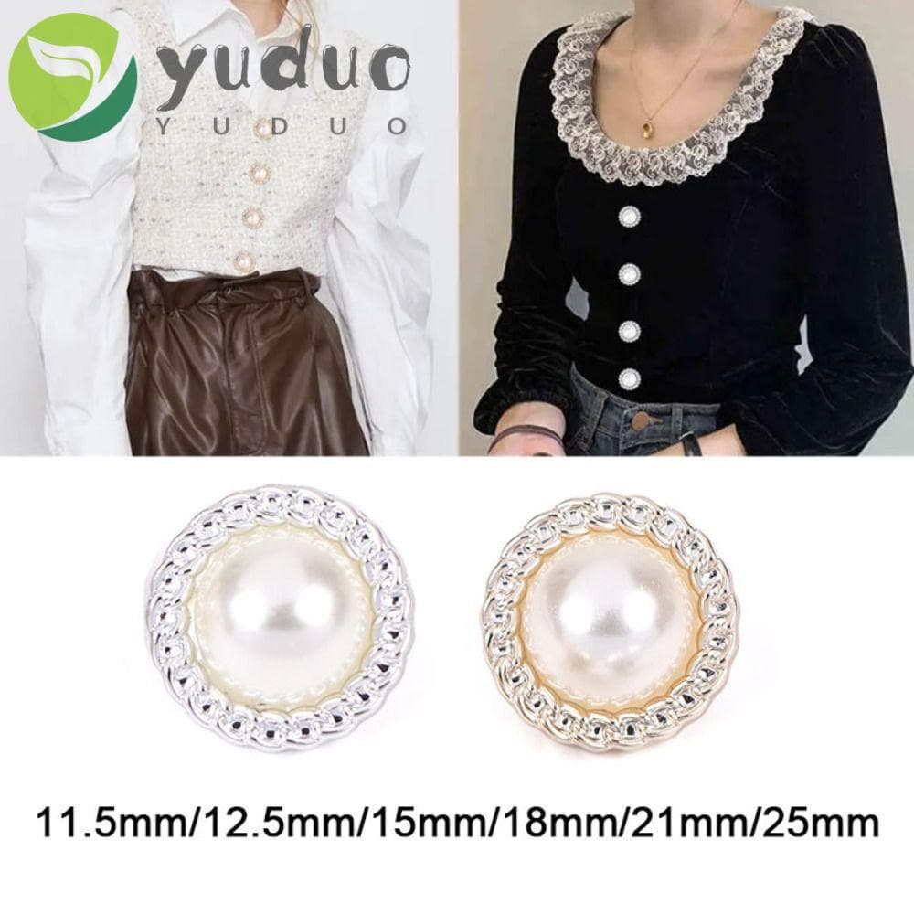 YUDUO 50 Peças Botões De Pérola , Botão De Roupas Vintage Brilhante Costura Redondo De Liga De Suéter