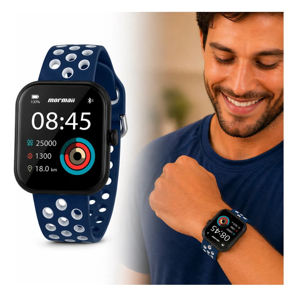 Relógio Smartwatch Mormaii Life Ultra Azul Tela 1.91 Resistente à Água 5ATM Bateria 10 Dias