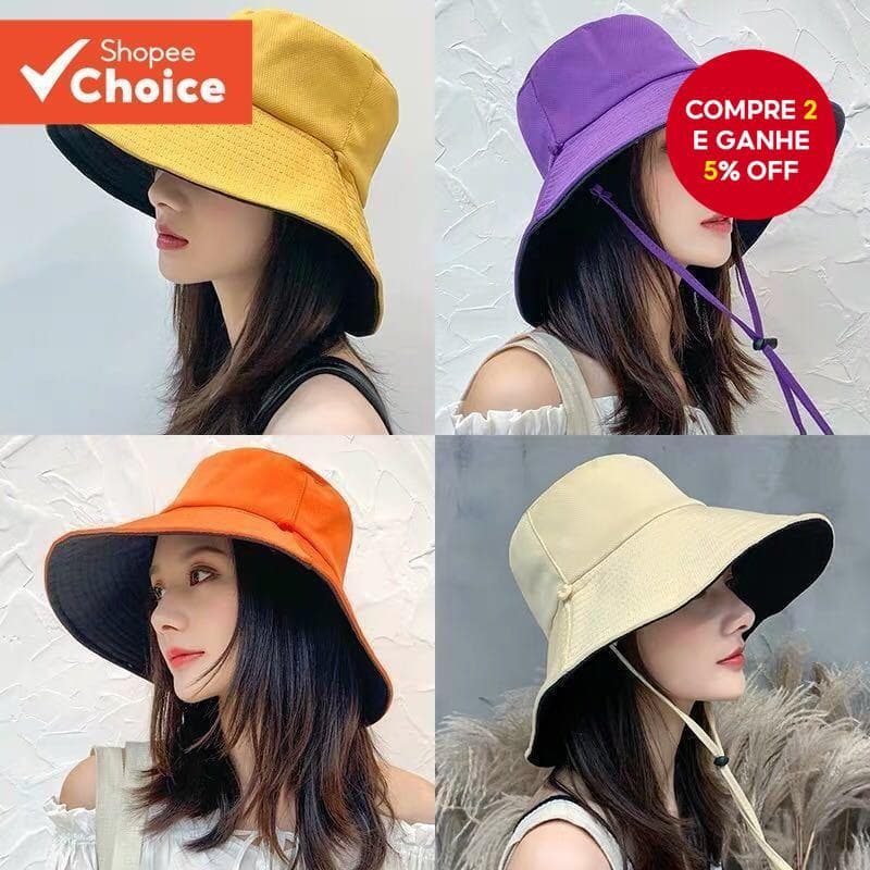 Chapéu De Sol Coreano Com Aba Larga E Grande , Balde De Proteção Para Praia De Verão Feminino