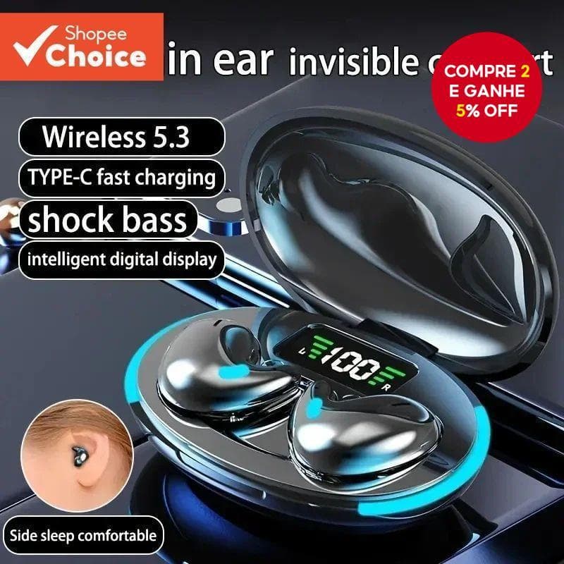 X55 Mini Sem Fio Bluetooth 5.3 Fone De Ouvido Leve Estilo Earplug Sono Fones Alta Fidelidade Música Estéreo