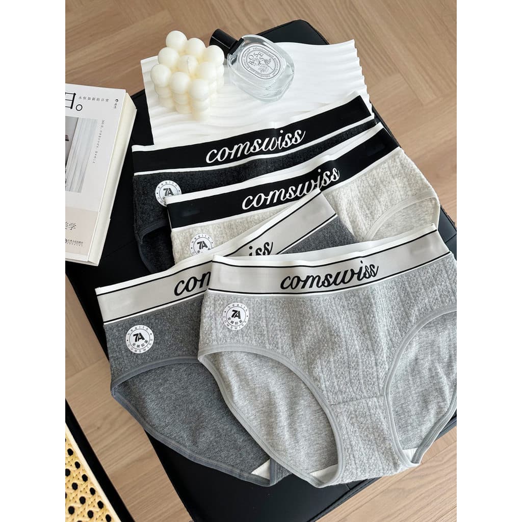 Calças completas cinza de quatro graus 7A Roupa íntima feminina antibacteriana classe A algodão aveia Jacquard leve esco