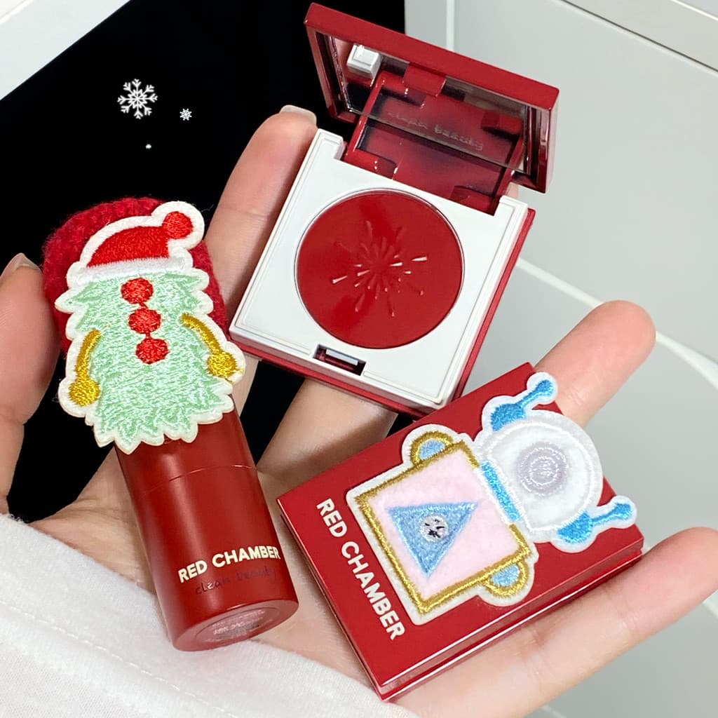 R RED CHAMBER/Zhuzhan Christmas Limited Multiuso Creme em Pó Batom Sombra Alto Brilho Produto Genuíno Iluminação Univers