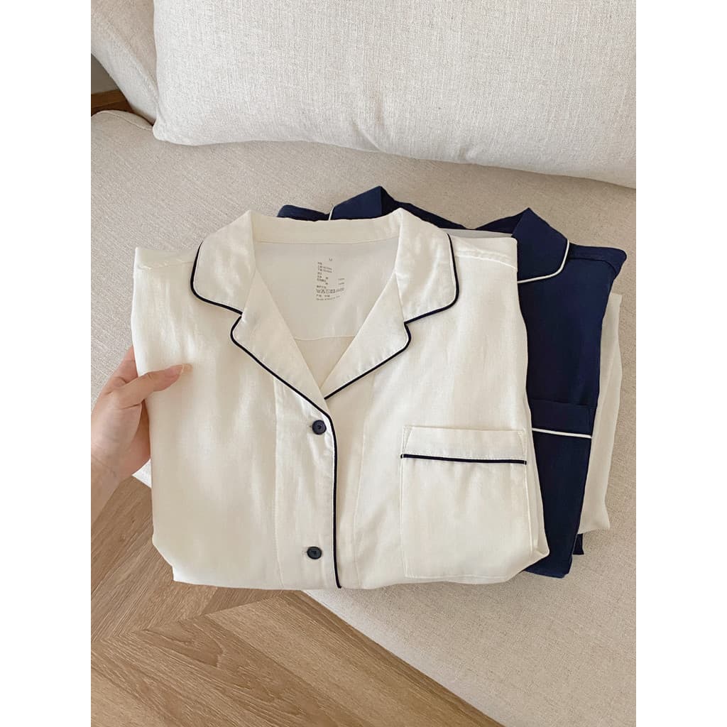 Puro algodão gaze casal pijamas feminino primavera outono estilo manga comprida branco dupla camada gaze High-End mascul