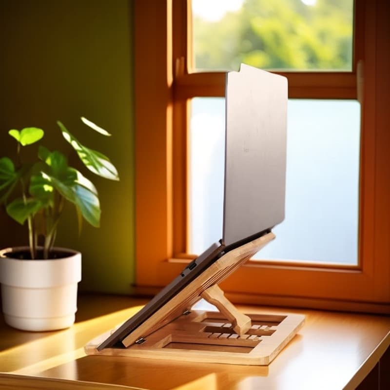 Suporte de madeira para Laptop, dobrável, portátil, mesa de computador, almofada de resfriamento, altura, Tablet, aprend