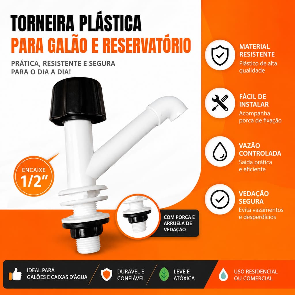 Torneira de Pvc Para Lavatorio  Reforcada Branca