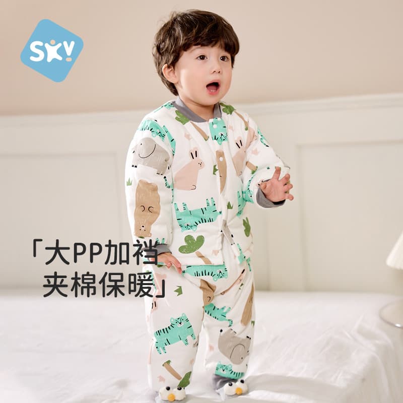Bebê outono inverno algodão acolchoado roupas conjunto de duas peças bebê acolchoado Split terno engrossado quente cintu