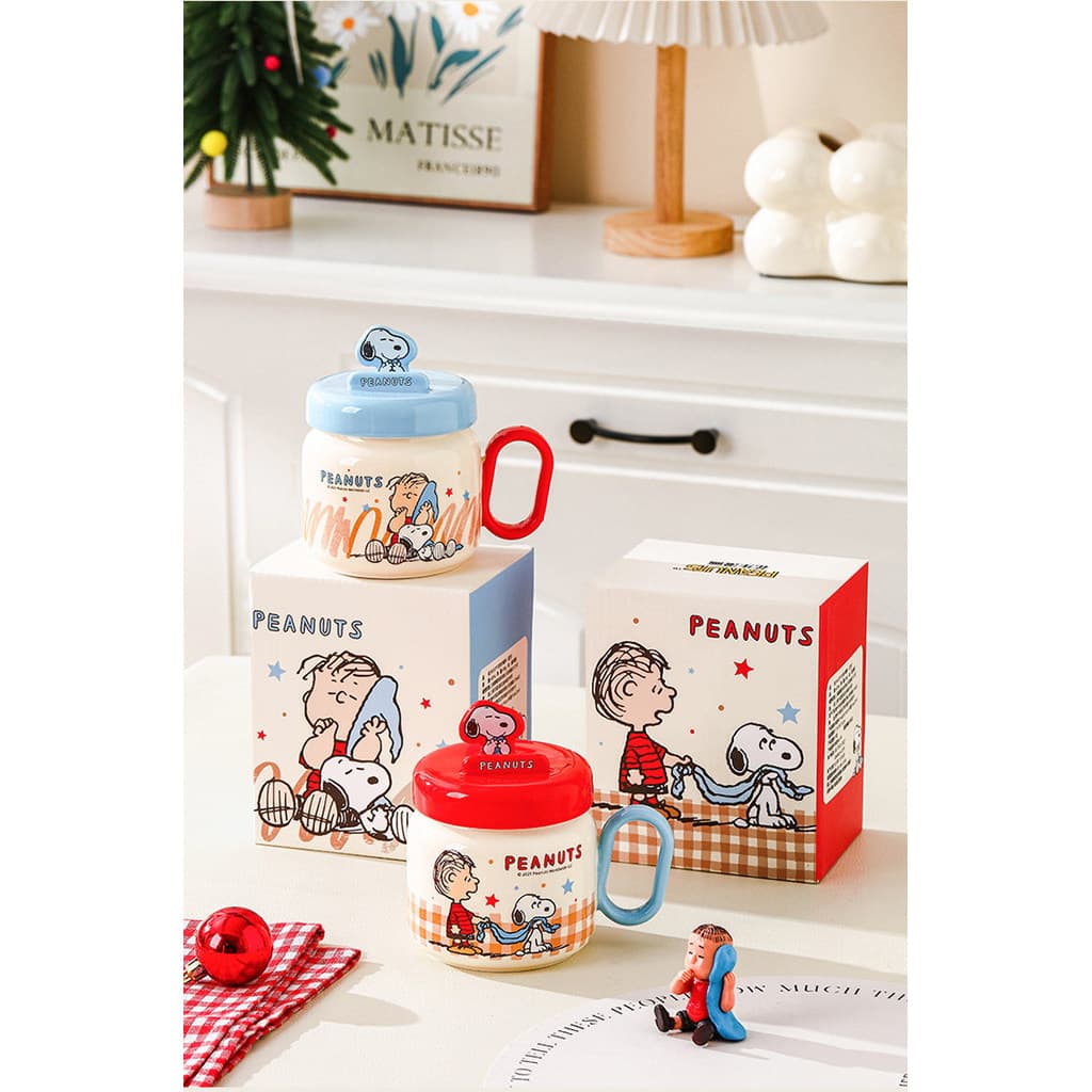 [Frete grátis] Copo de água Caneca Xícara de café Bonito desenho animado Snoopy Porta-copos de água Caixa colorida Copo