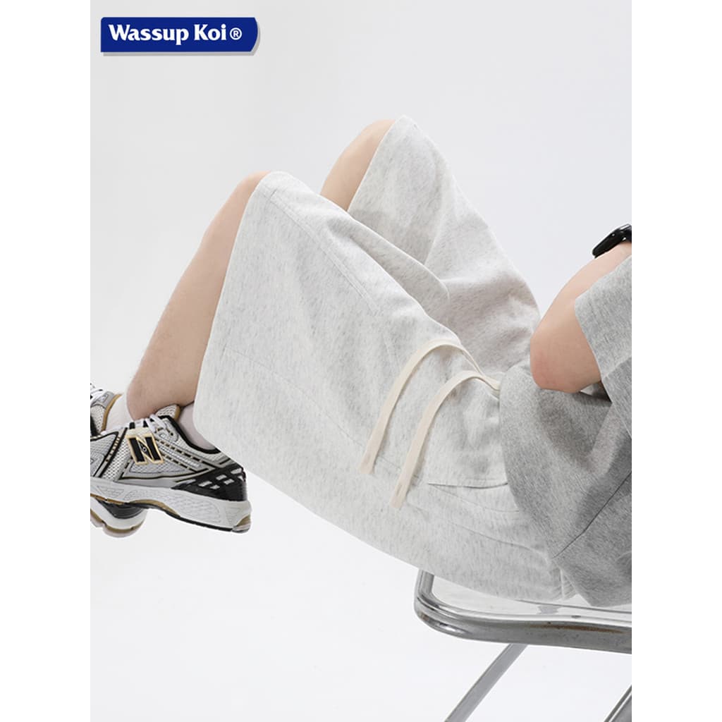 WASSUP KOI Joint American Cor Sólida Shorts Pesados Homens Retos Soltos Calças de Cinco Pontos Costura Casual Calças Esp