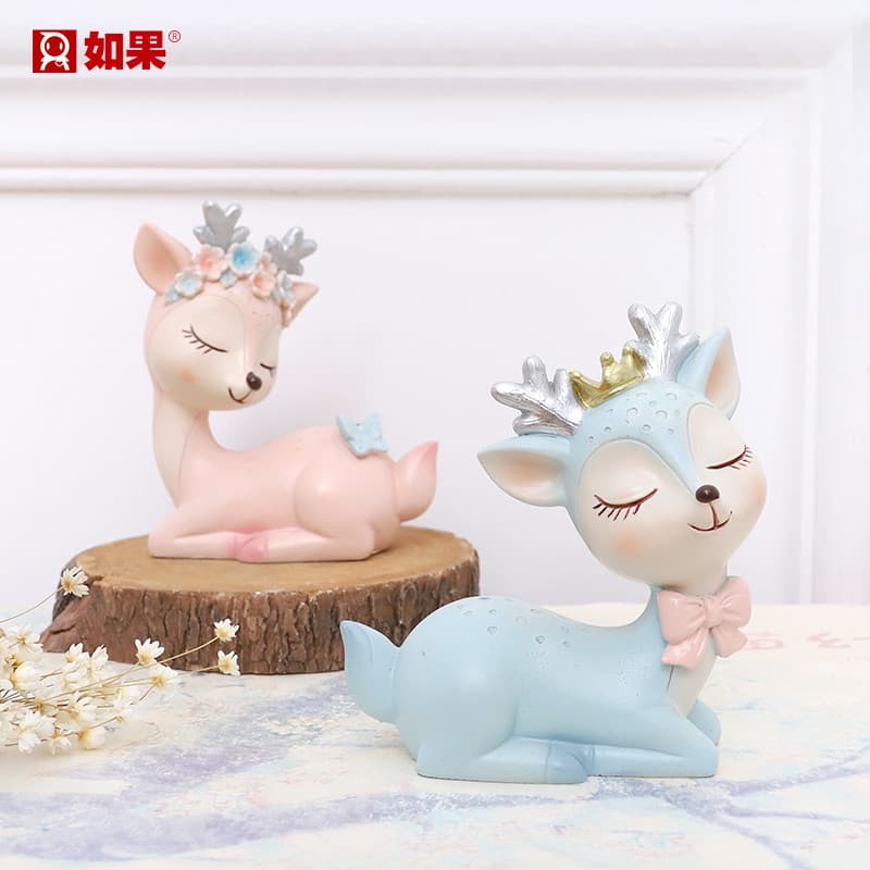Sika cervos pequenos ornamentos ins decorações criativas para casa bonito dos desenhos animados mesa decoração do carro