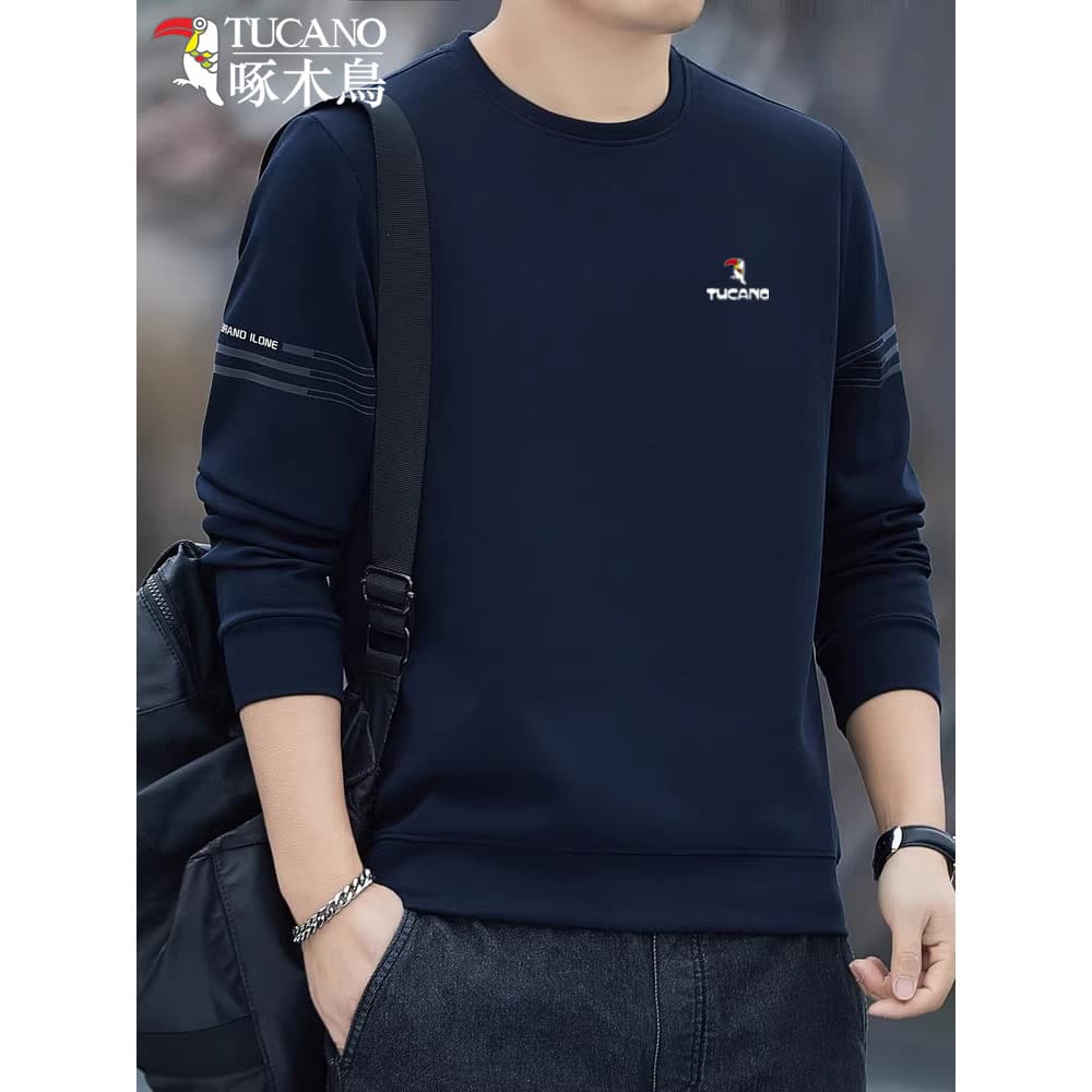 Woodpecker moletom masculino outono inverno novo estilo qualidade masculina em torno do pescoço de manga comprida camise