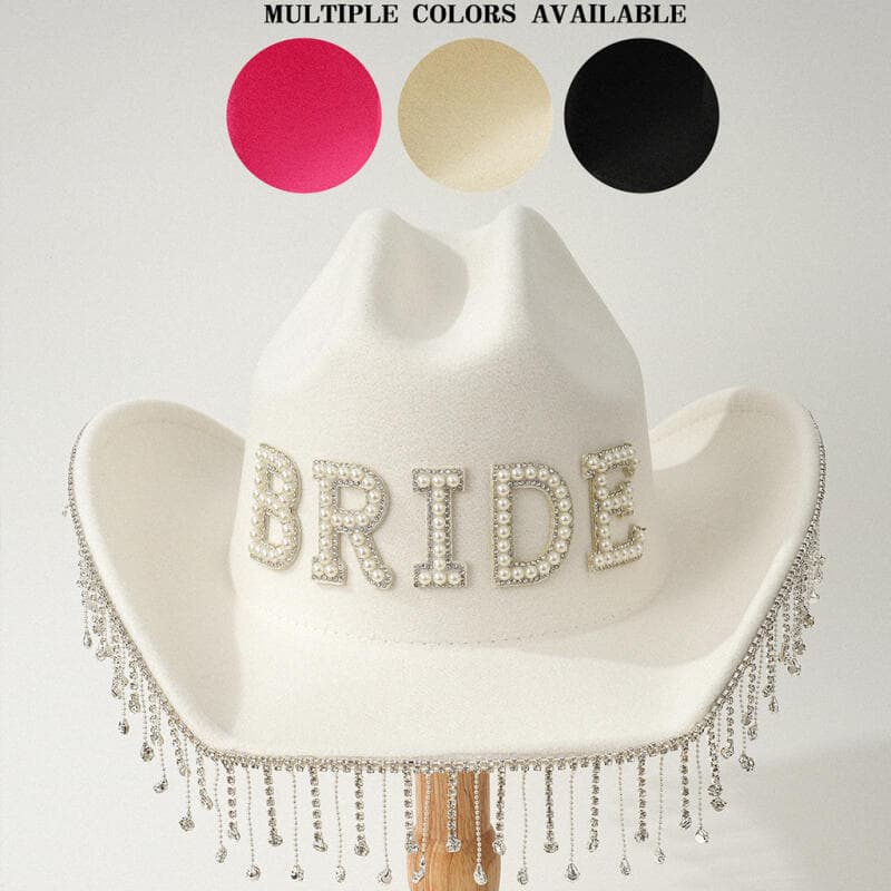 Chapéu-Coco De Casamento Strass Borla Carta Noiva Acessórios De Moda Namoro Wear Boné