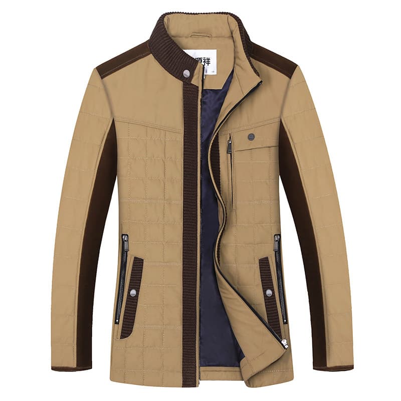 Hengyuanxiang Jaqueta masculina acolchoada de algodão outono inverno negócios moda Casual gola alta jaqueta acolchoada d