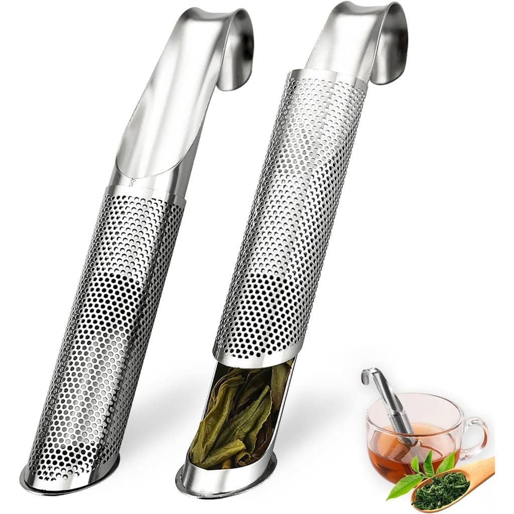 Conjunto de 2 coadores de chá, coador de chá de malha ultrafina para chá a granel, coador de chá de aço inoxidável com c