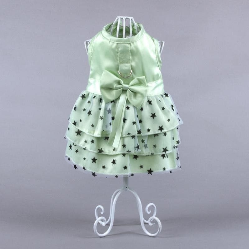 Vestido de Princesa para Cães e Gatos Pequenos, Roupas com Laço e Estrelas, Design para Filhotes e Gatinhos, Roupas Fofa