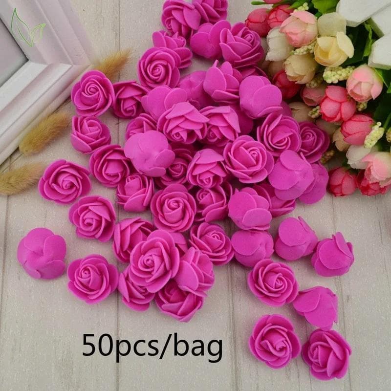 50 Pçs/Saco PE Espuma Falsa Flor Rosas Cabeça Flores Artificiais Decoração De Casamento Para Scrapbooking Caixa De Prese