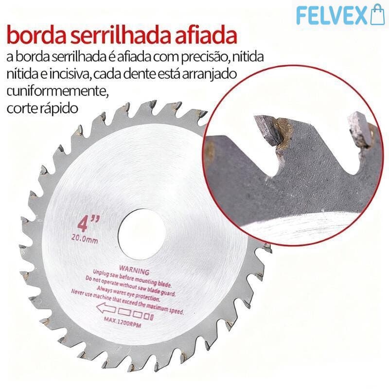[FEL] Disco de Serra para Madeira 4" 40T, Lâmina Resistente para Corte de Madeira