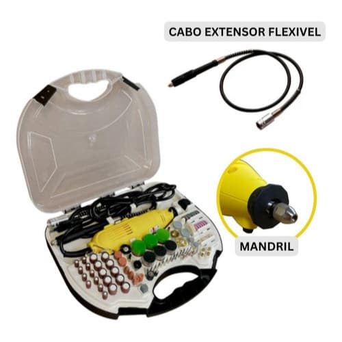 Mini Micro Retífica 212 Peças 650w Multifunções Lixa Corta e fura 110v ou 220v Profissional