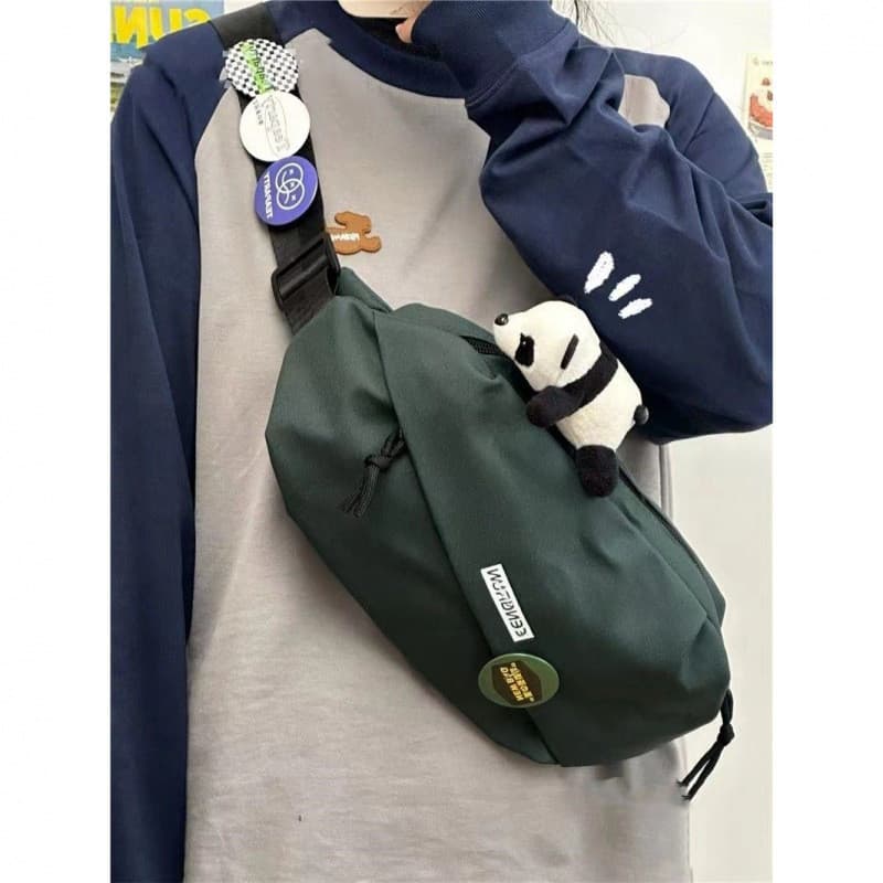 Japonês ins Street Wear Retro Casual das mulheres dos homens saco de peito esportes ciclismo saco do mensageiro bolsa de