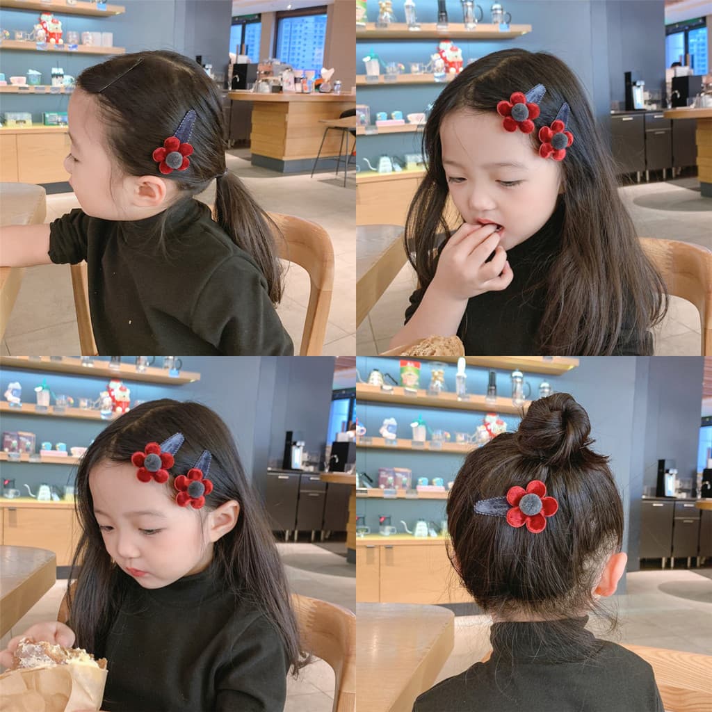 Coreia do sul importado outono inverno novo estilo veludo bb clipe par clipe crianças meninas moda grampo de cabelo clip