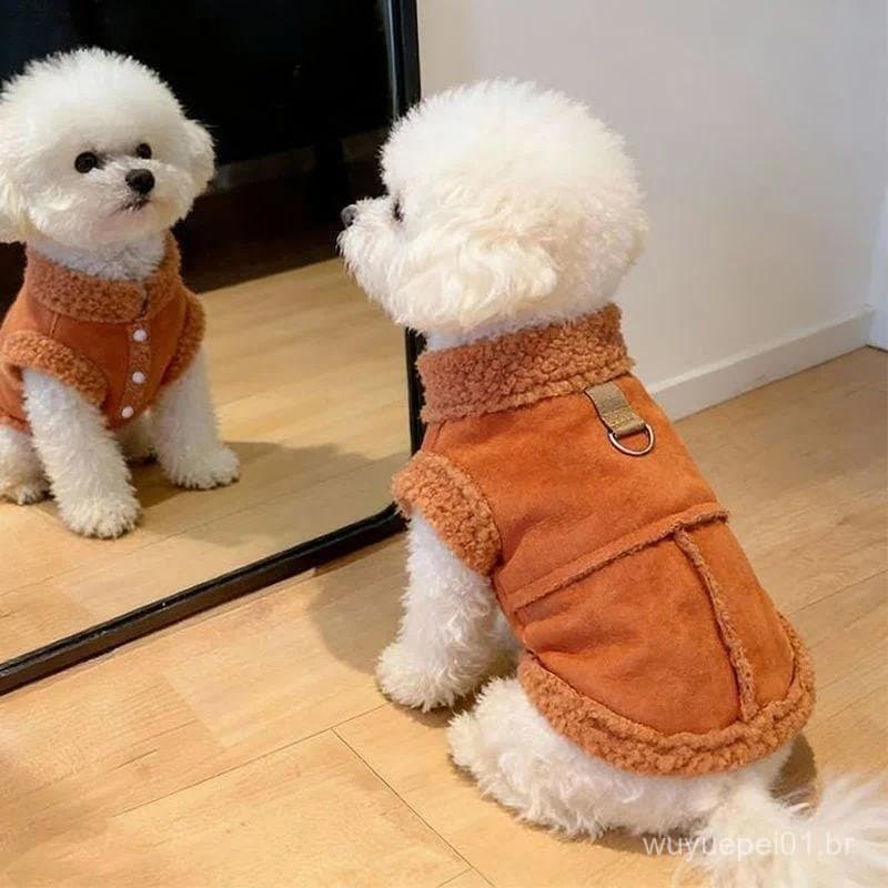 Roupas Para Cães Outono E Inverno Camurça Colete Gato Pequeno Cachorro Animal De Estimação Calor De