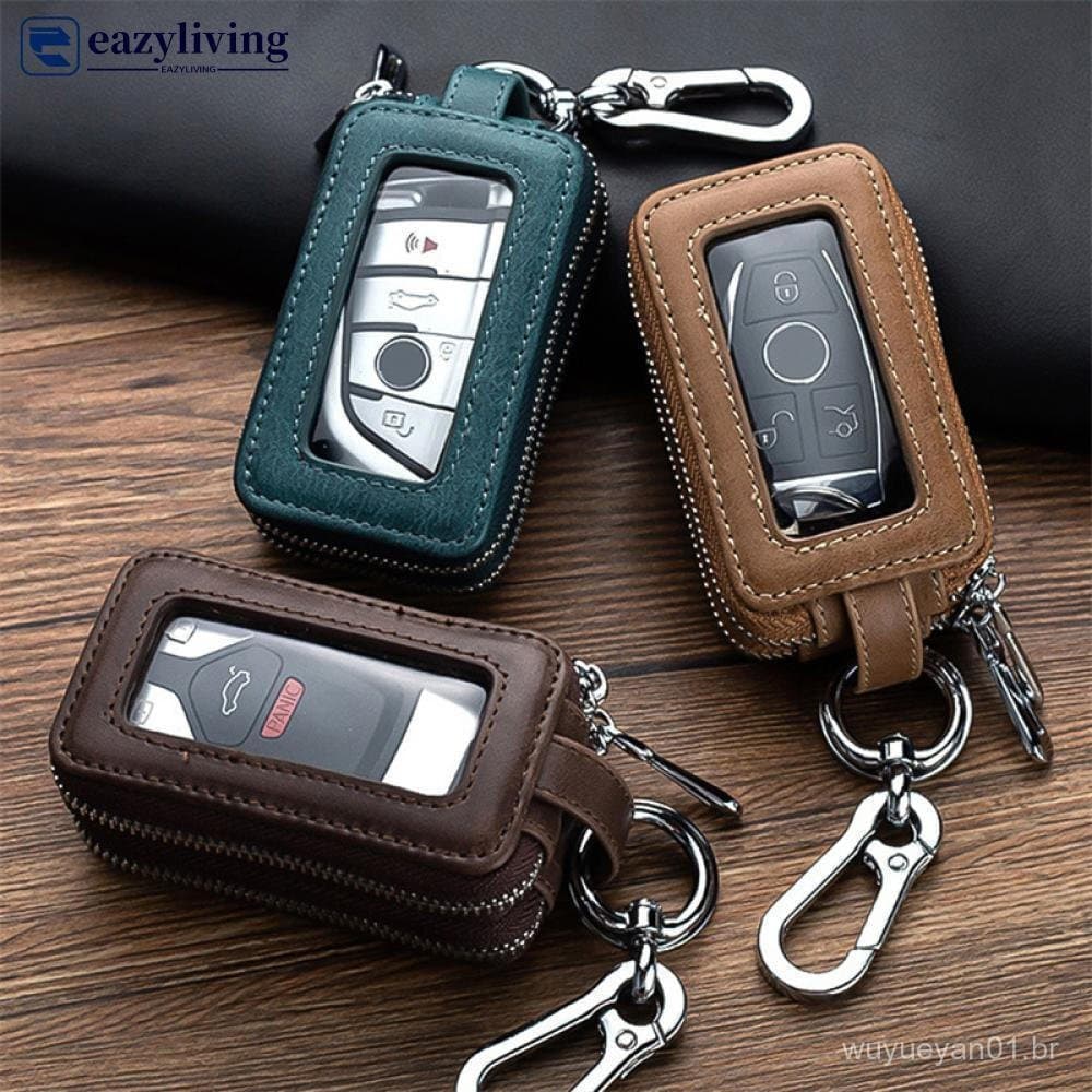 EAZYLIVING Multifuncional Duplo Zíper Couro Capa Chave Do Carro Caso Saco Governanta Porta-Chaves Acessórios F5V9