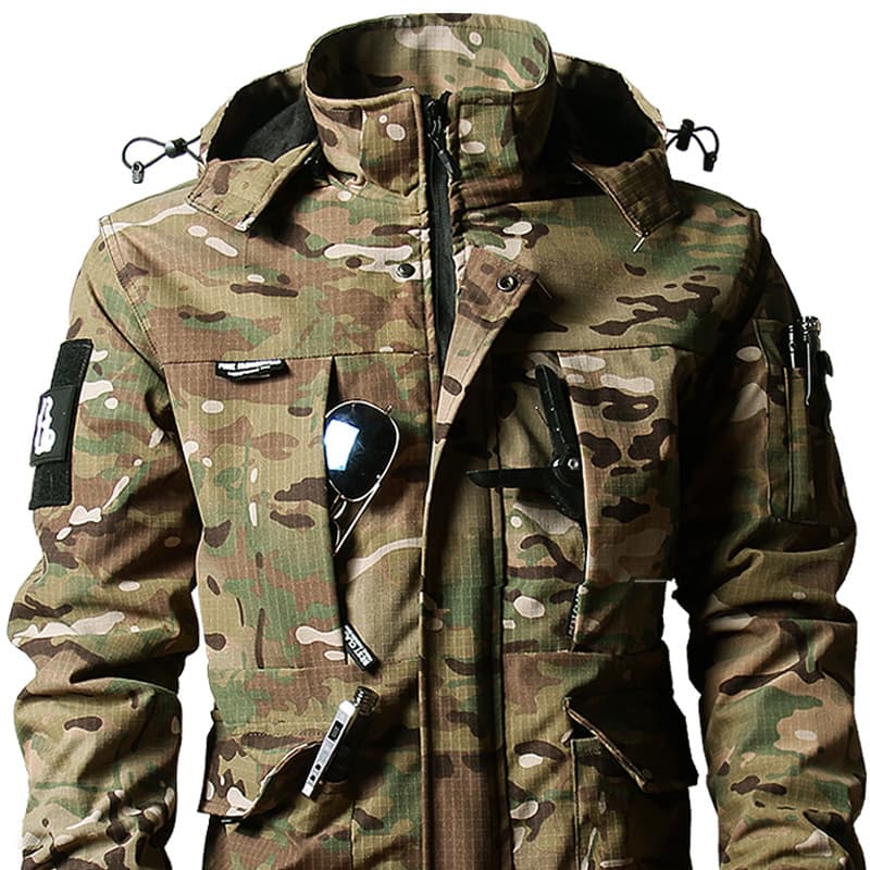 CP Roupas camufladas Macacão Jaqueta masculina resistente ao desgaste Jaqueta impermeável à prova de vento Forro de lã J