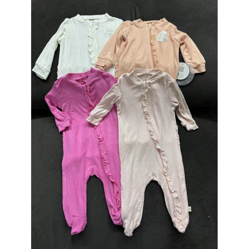 Comércio exterior pedido Original infantil fibra de bambu macacão pijamas fungo borda macacão malha respirável fino
