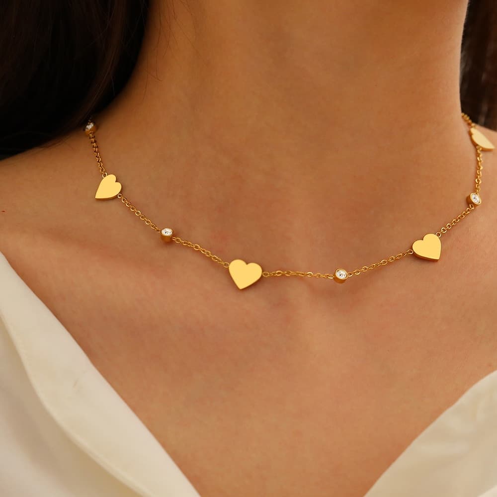 Colar de Aço Inoxidável com Cristal de Zircônia, Colar de Moda Coreana, Joias Femininas, Novo Estilo JDOA