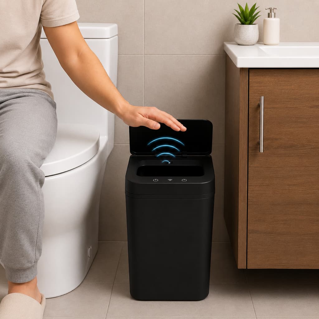 Lixeira Automática Inteligente 16L com Sensor Infravermelho Higiênica Antiodor para Banheiro, Cozinha e Escritório