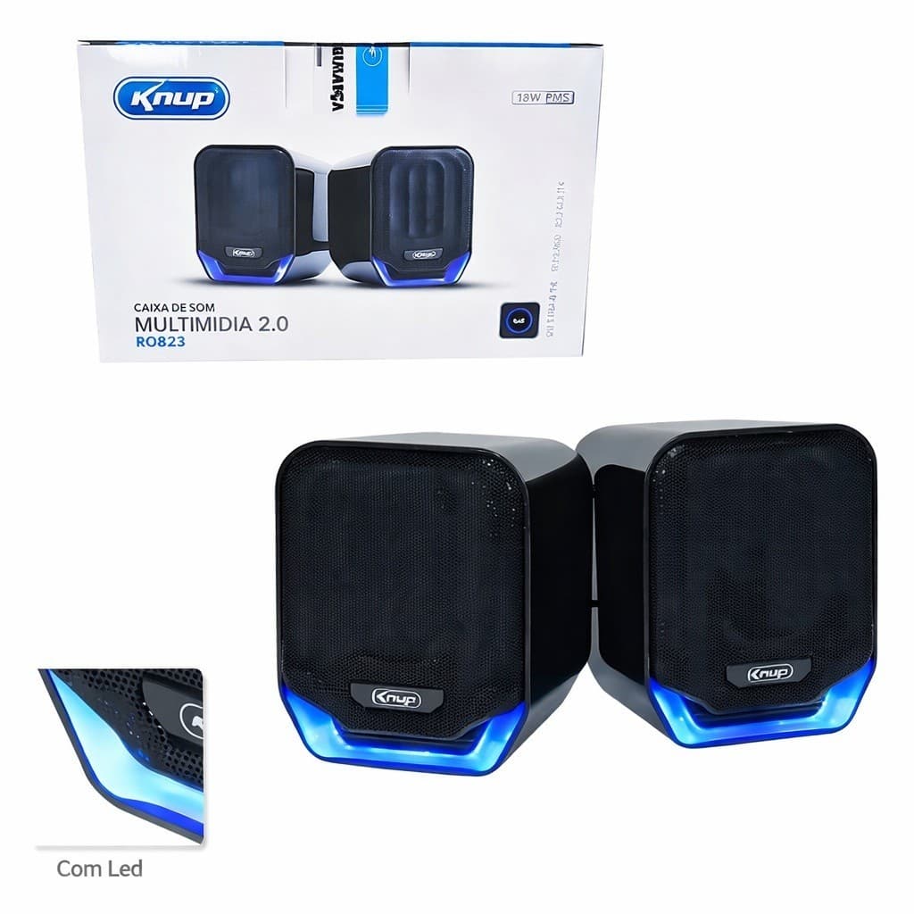 Caixa de Som Knup KP-RO823 12W para PC e Notebook – Áudio Potente, USB e Design Compacto