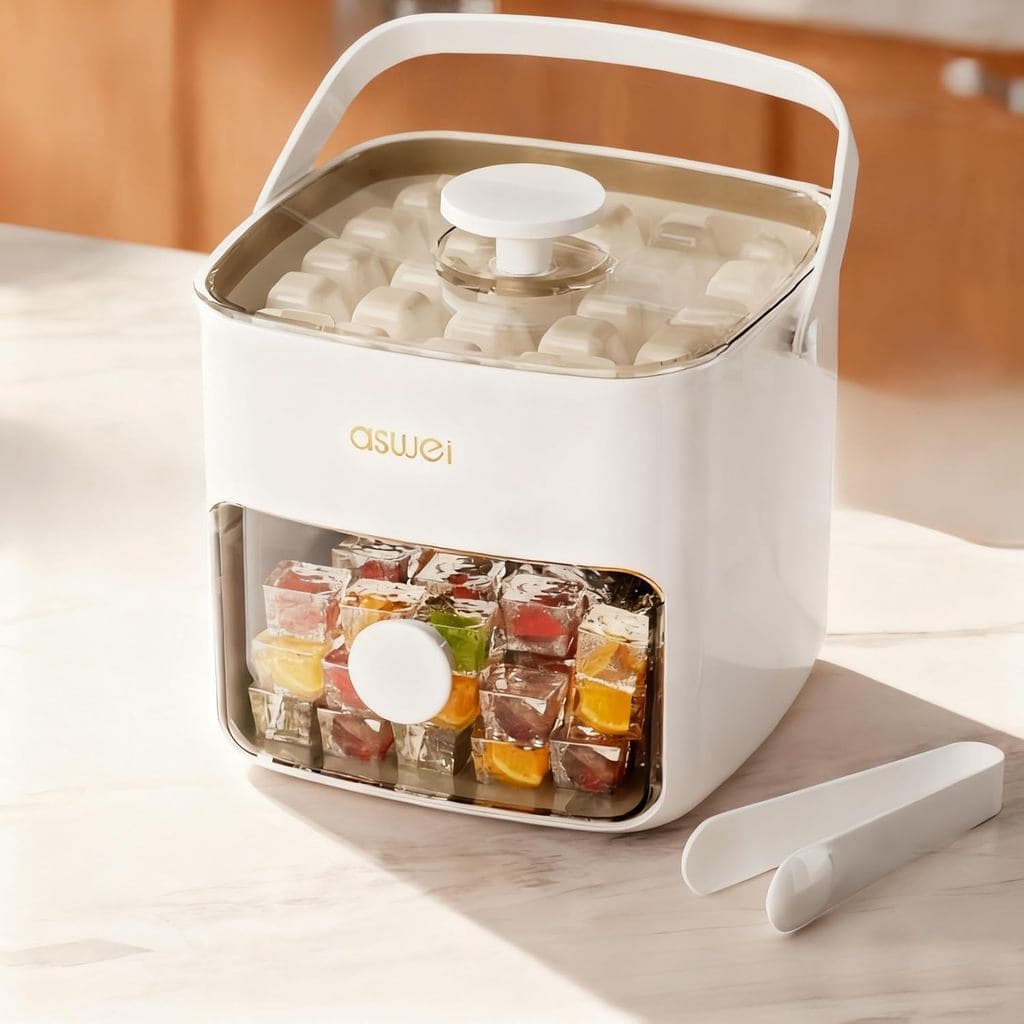 Forma de gelo premium para geladeira, molde para cubos de gelo, adequado para bebidas, uísque, cerveja, coquetéis, café.